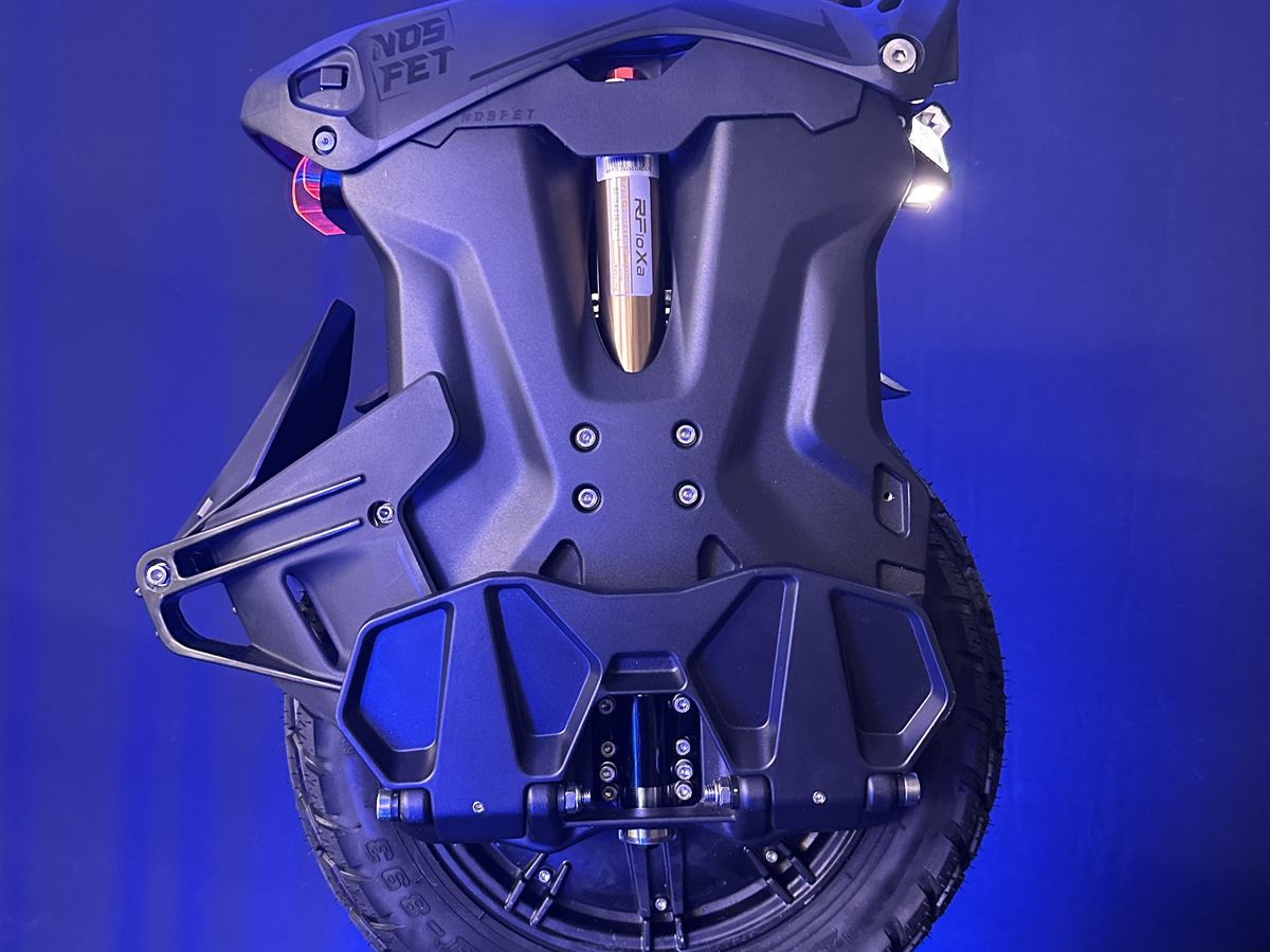 NOSFET AERO blue rear view in showroom